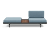 Puri daybed med valnøddebord i 525 Mixed Dance Light Blue, set forfra