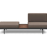 Puri daybed med valnøddebord i 530 Bouclé Taupe, set forfra