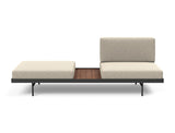 Puri daybed med valnøddebord i 539 Bouclé Beige, set forfra