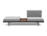 Puri daybed med valnøddebord i 565 Twist Granite, set forfra
