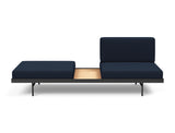 Puri daybed med egetræsbord i 528 Mixed Dance Blue, set forfra