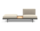Puri daybed med egetræsbord i 539 Bouclé Beige, set forfra