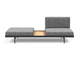 Puri daybed med egetræsbord i 563 Twist Charcoal, set forfra