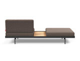 Puri daybed med egetræsbord i 530 Bouclé Taupe, set bagfra
