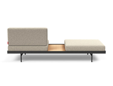 Puri daybed med egetræsbord i 539 Bouclé Beige, set bagfra