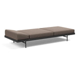 Puri daybed med egetræsbord i 530 Bouclé Taupe, som seng