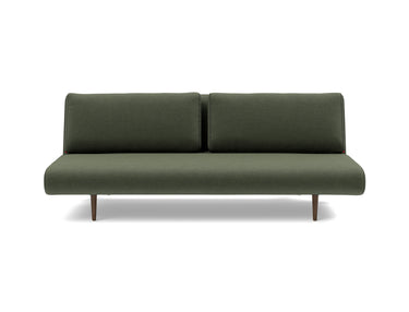 Unfurl Lounger sovesofa i 413 Esina Olive Green, set forfra