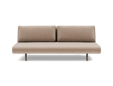 Unfurl Lounger sovesofa i 417 Esina Mocha, set forfra