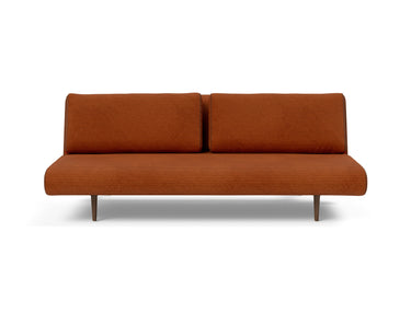 Unfurl Lounger sovesofa i 595 Corduroy Burnt Orange, set forfra