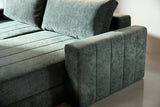 Akello sovesofa med chaiselong og armlæn i 281 Avella Pine Green i en stue, billede 4
