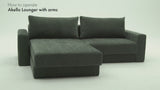 Akello sovesofa med chaiselong og armlæn – fra sofa til seng