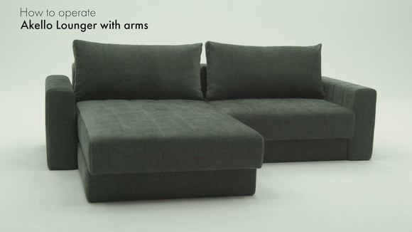 Akello sovesofa med chaiselong og armlæn – fra sofa til seng