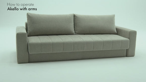 Akello sovesofa med armlæn – fra sofa til seng