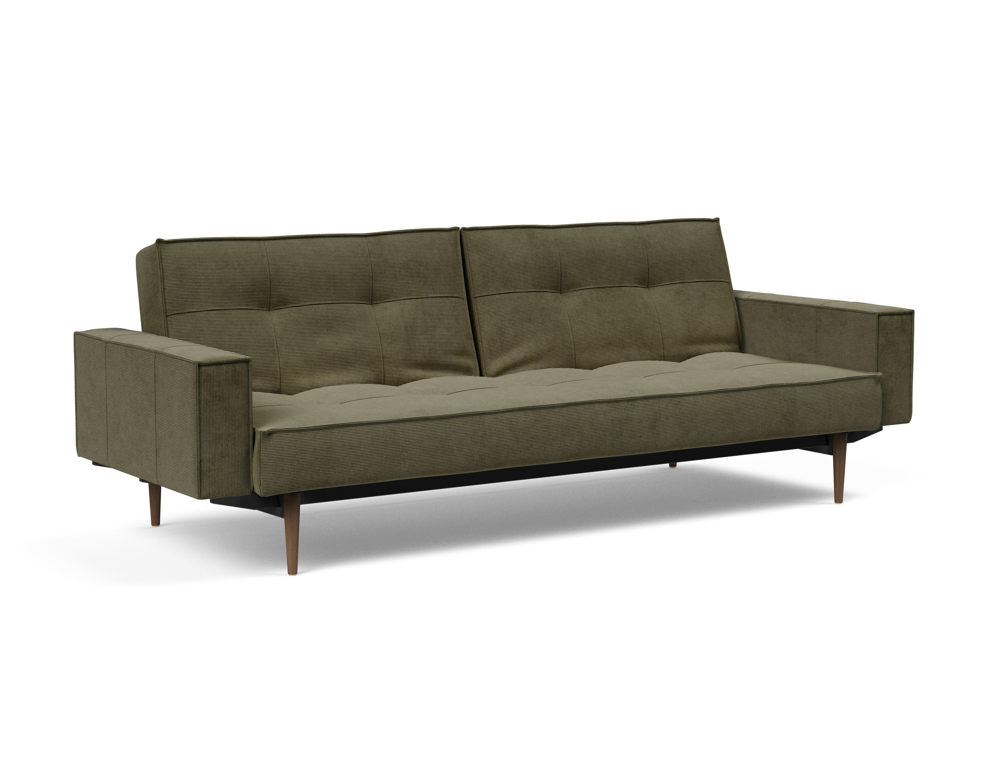 Splitback Styletto Sovesofa Dark Wood med armlæn